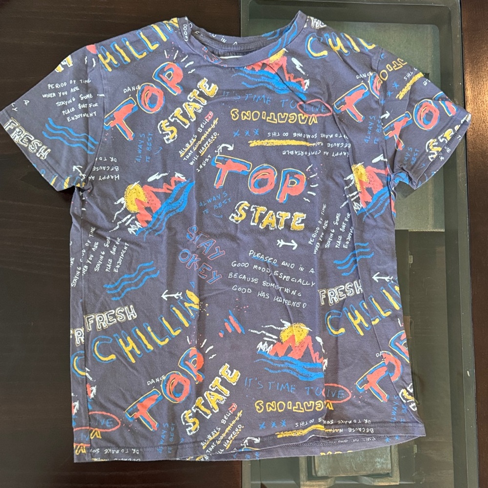 Zara Kids Tee - Blue with Multicolor Graphics